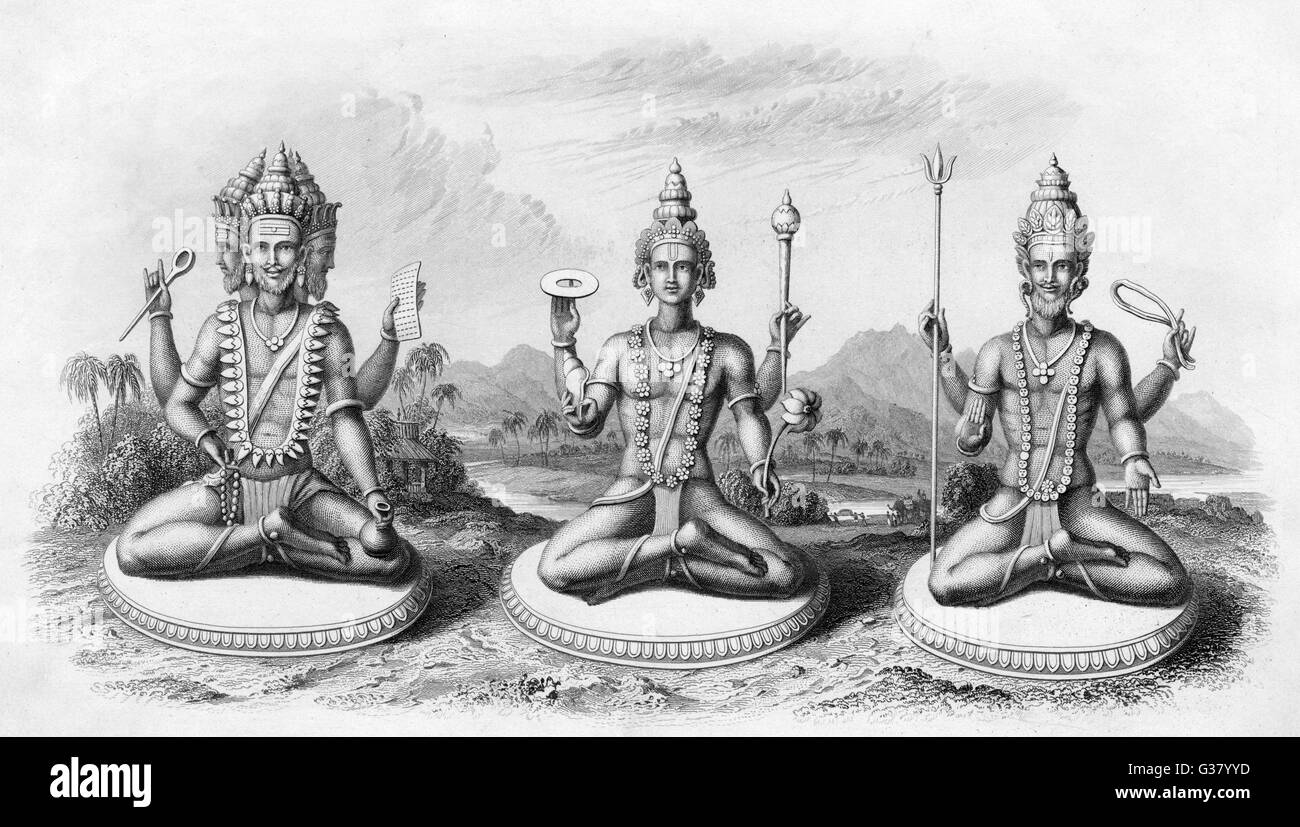 Brahma, Vishnu und Shiva Stockfoto