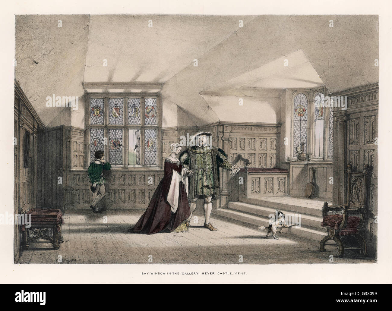 Heinrich VIII. mit Anne Boleyn, seiner Geliebten, in der Gallery der Hever Castle, Kent Datum: ca. 1530 Stockfoto