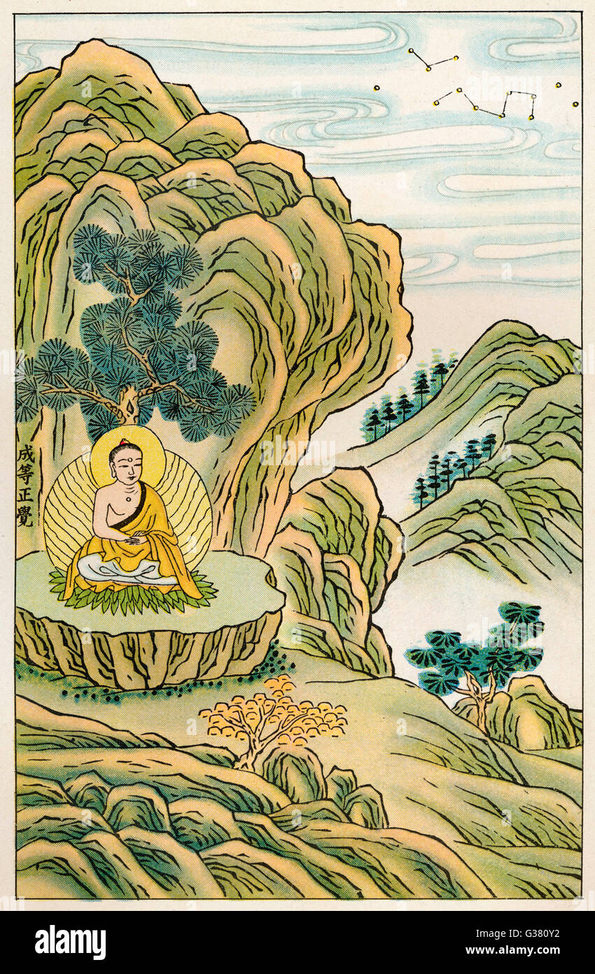 SIDDHARTHA GAUTAMA, genannt BUDDHA ("erleuchtete") der Buddha Erleuchtung von seinen göttlichen meistern Datum erhält: 563? BC - 483? V. CHR. Stockfoto