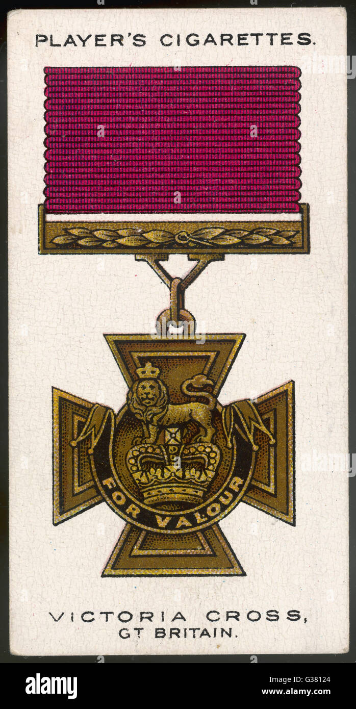Das Victoria-Kreuz auf eine Zigarette Karte dargestellt Stockfoto