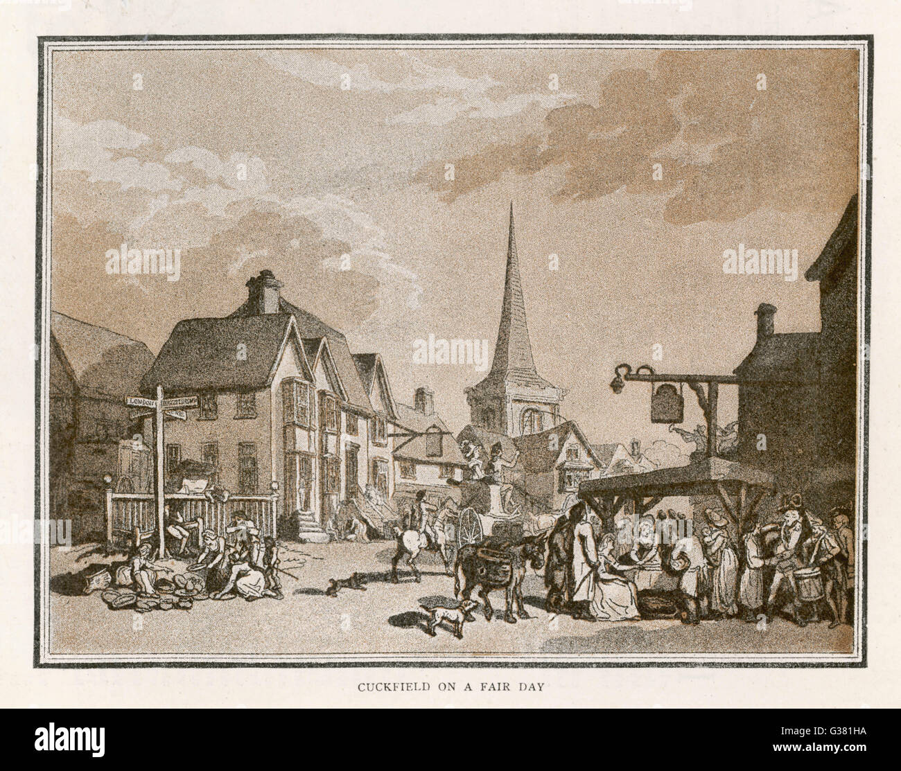 Eine Szene in Cuckfield, Sussex an einem fairen Tag Datum: 1789 Stockfoto