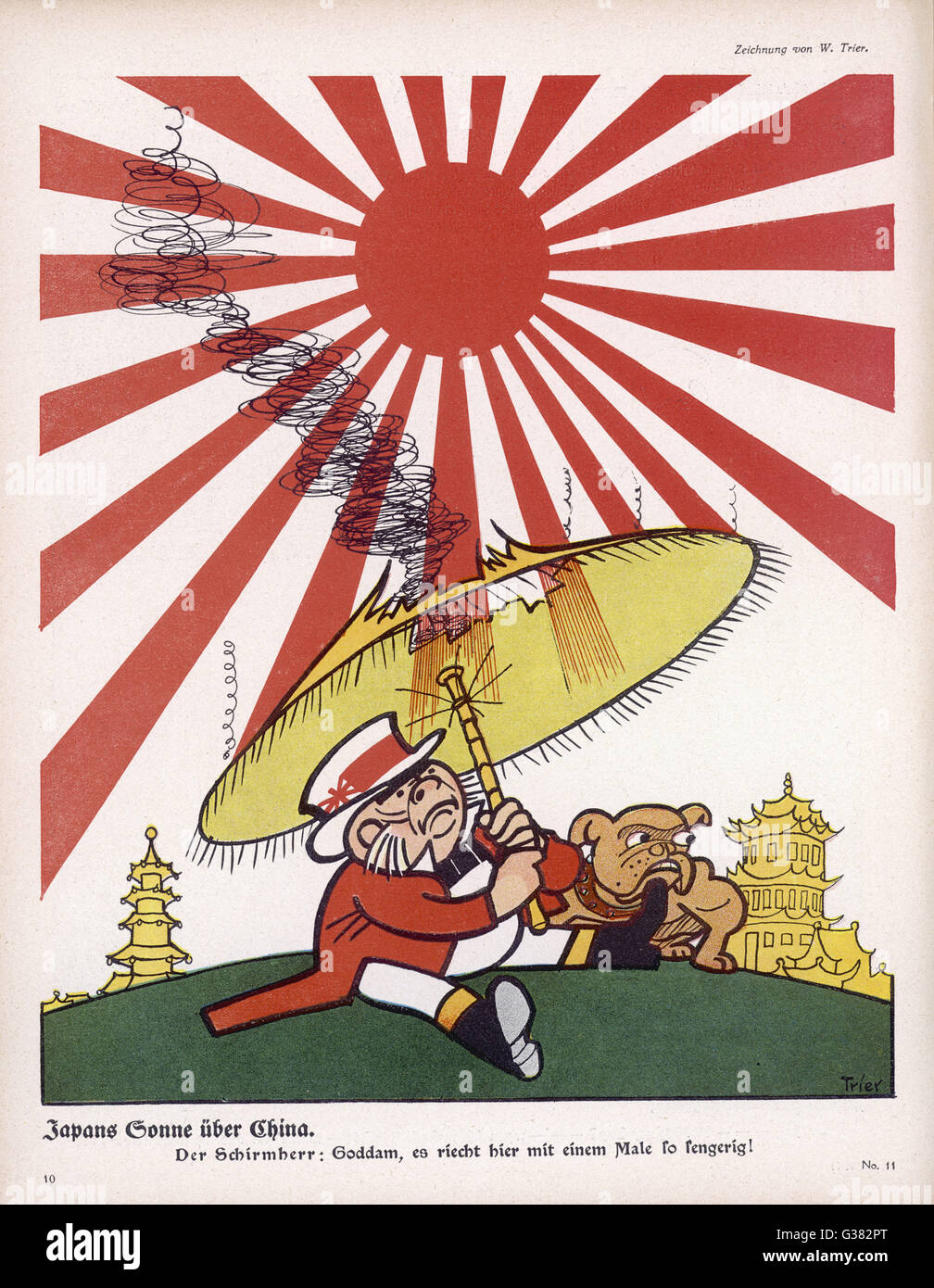 Wenn Japan den Krieg betritt, findet John Bull die aufgehenden Sonne ein wenig zu heiß für ihn!        Datum: 1915 Stockfoto