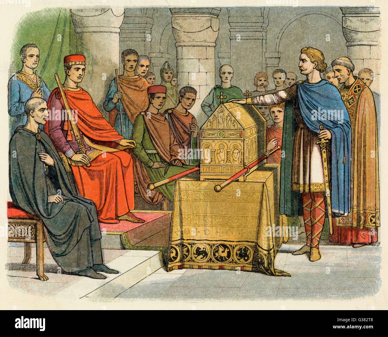 Harold, König der Engländer, schwört Treue, Guillaume, Duc de Normandie (William ich) Datum: 1064 Stockfoto