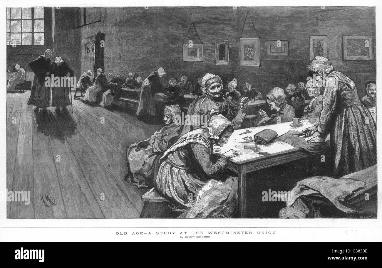 Frauen an der Westminster Union Arbeitshaus Datum: 1877 Stockfoto