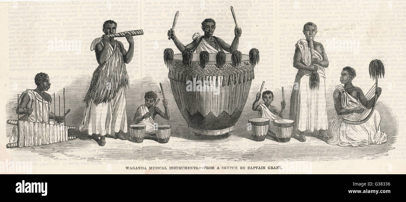 Afrikanische Musiker aus "Waganda" 1863 Stockfoto