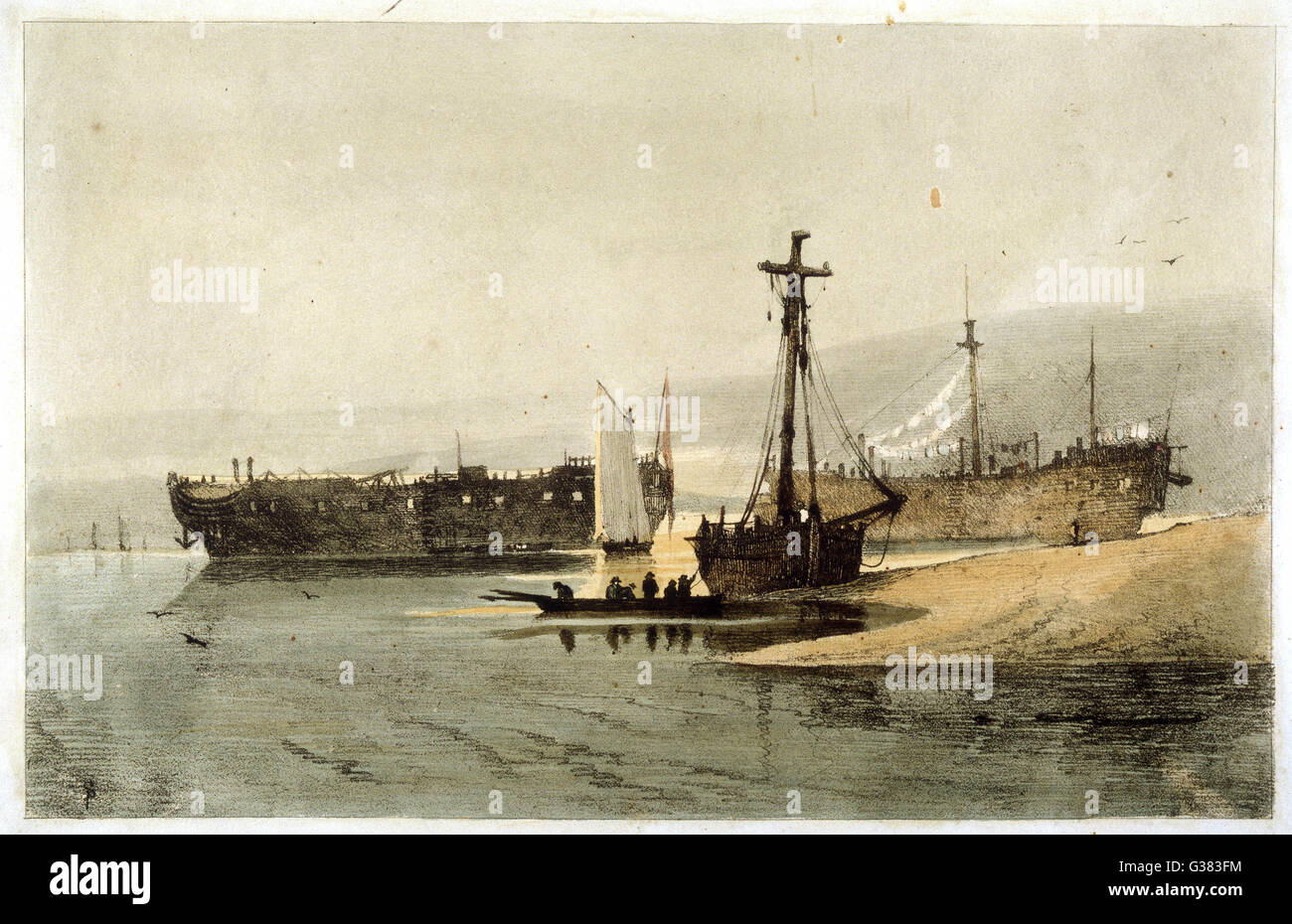 Gefängnis Klötze auf der Themse Datum: 1814 Stockfoto