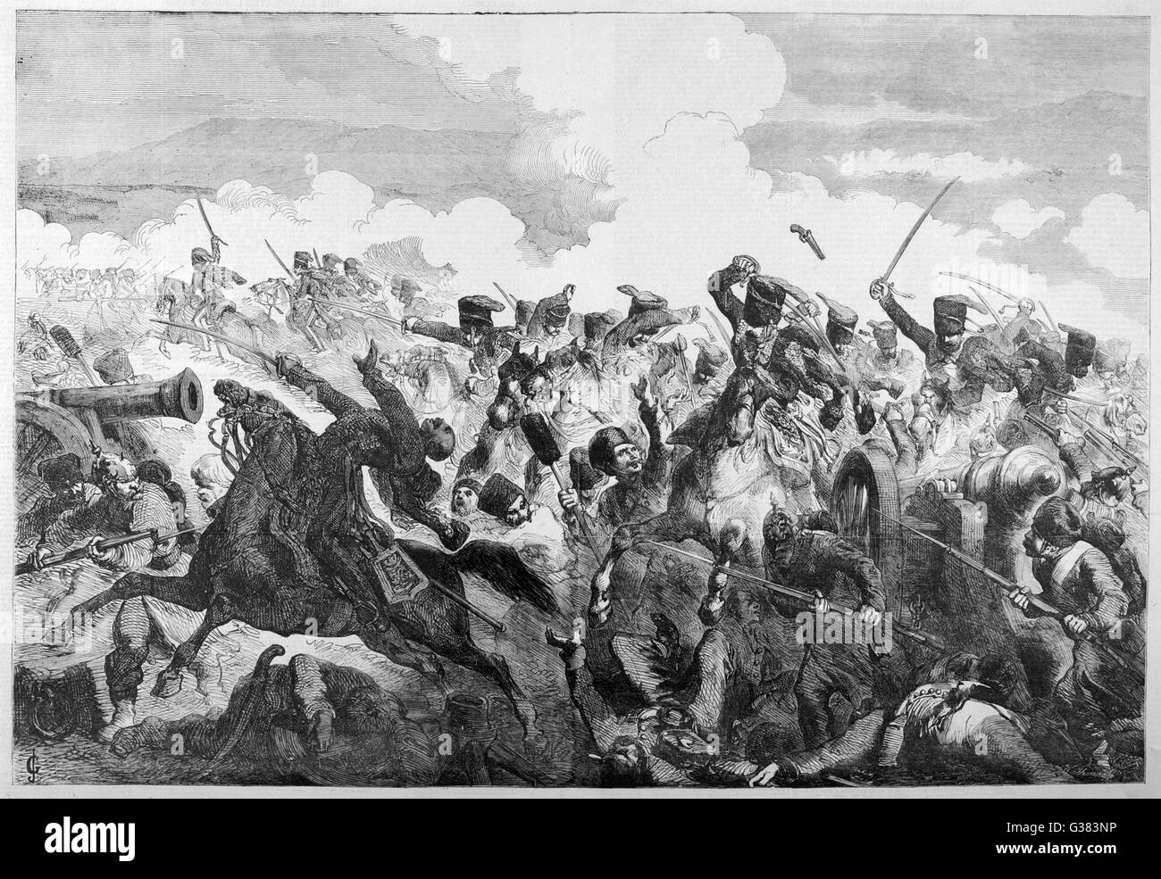 Die Ladung der Lichtbrigade - die Dicke der kämpfenden Datum: 25. Oktober 1854 Stockfoto