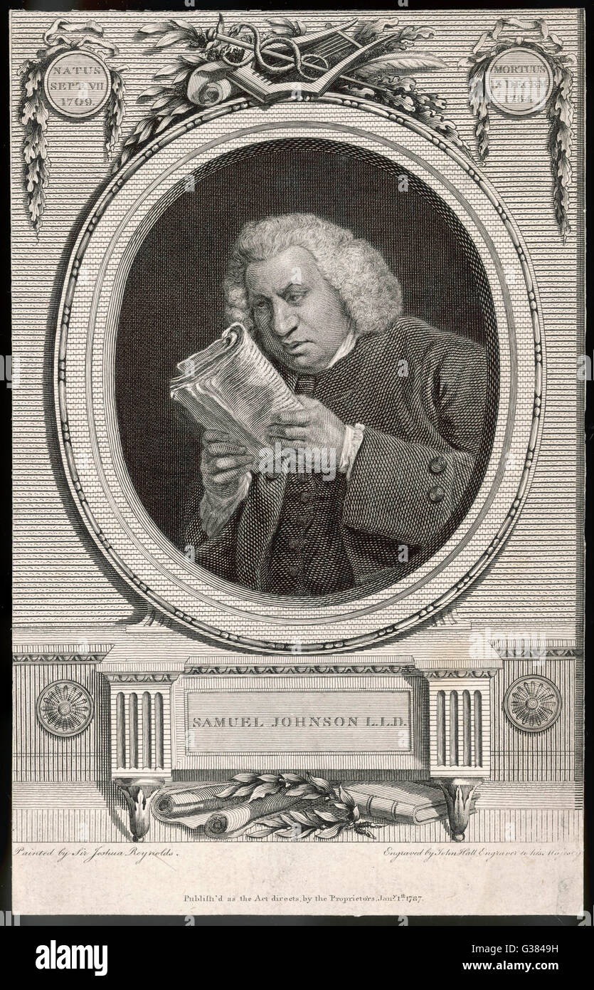 Dr. SAMUEL JOHNSON Schriftsteller Datum: 1709-1784 Stockfoto