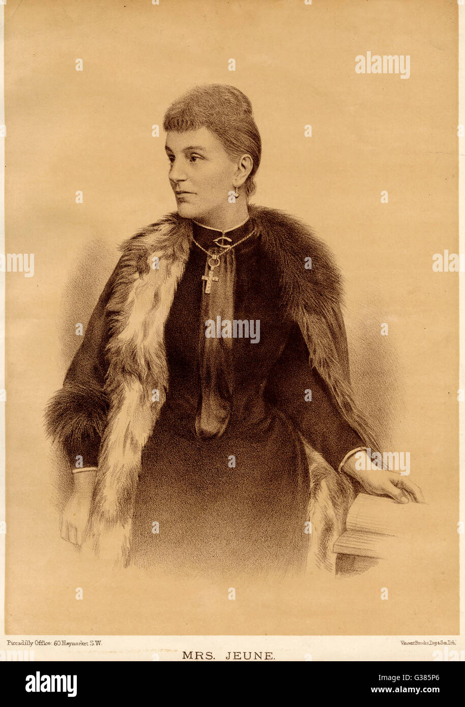 Pelz Stola getragen von Gesellschaftsdame (Miss Jeune) Datum: 1889 Stockfoto