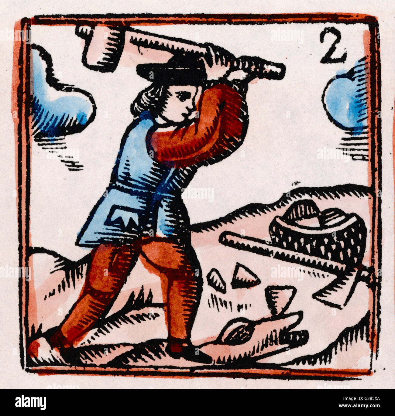 17. Jahrhundert Holzfäller Stockfoto