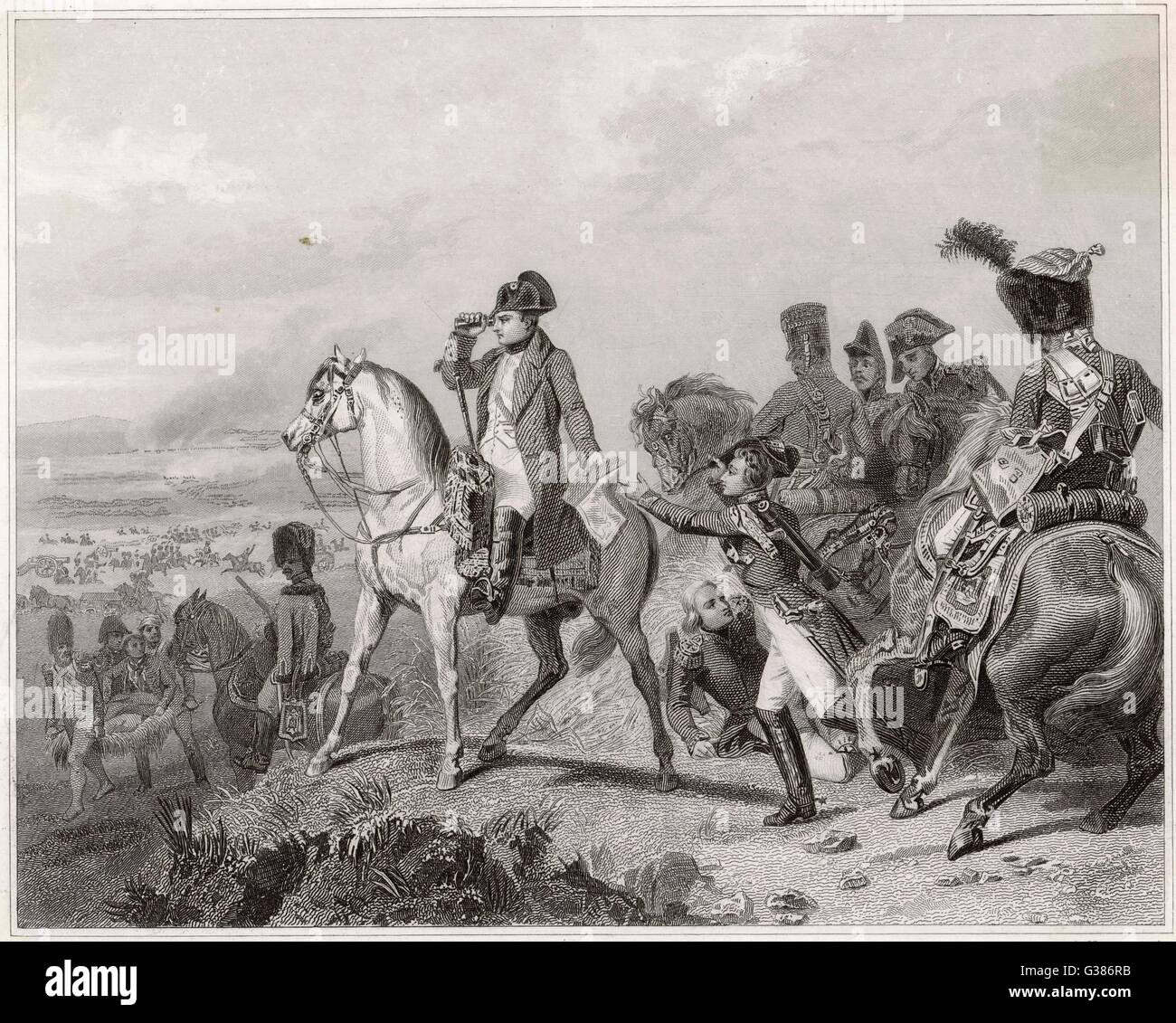 NAPOLEON I in der Schlacht von Wagram 7. Juli 1809 Datum: 1769-1821 Stockfoto