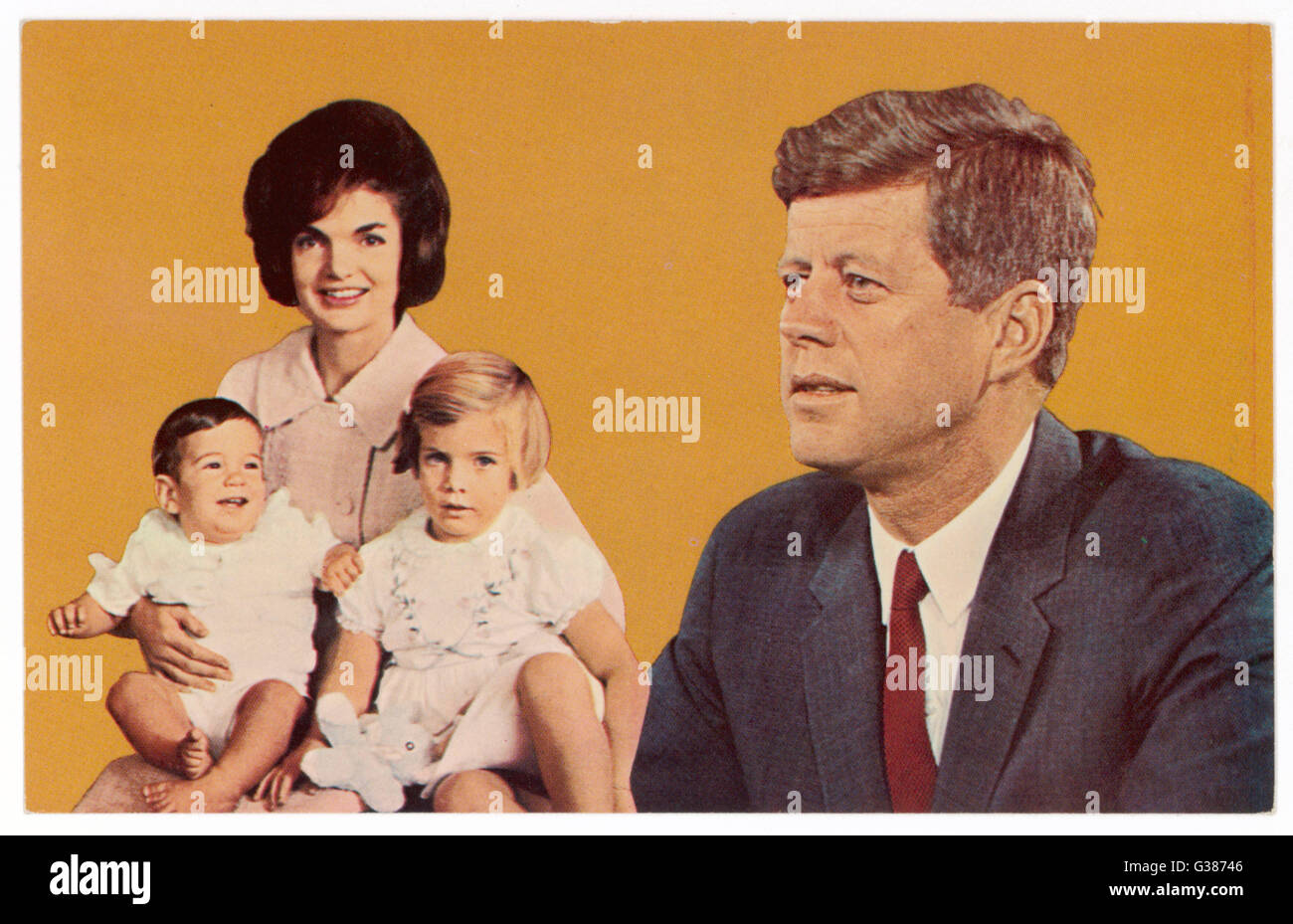 PrÃ ¤ sident der USA 1961-1963, JOHN FITZGERALD KENNEDY mit seiner Familie; Frau Jackie und Kinder, John und Caroline. Stockfoto