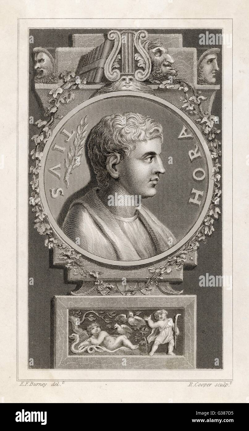 QUINTUS COCLES FLACCUS römische Schriftsteller bekannt als Horace Date: 65-8 v. Chr. Stockfoto