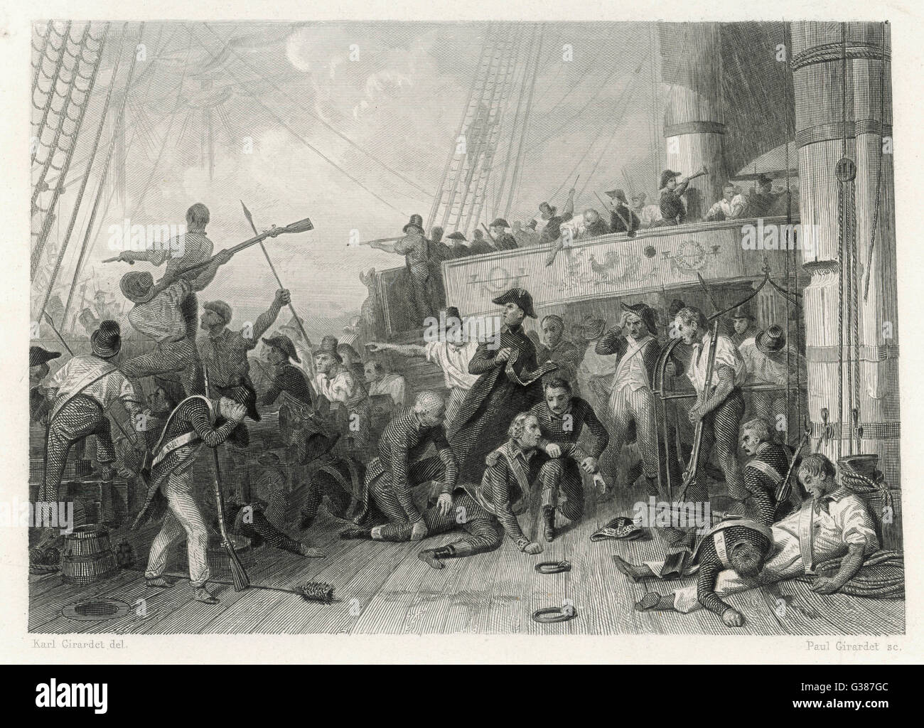 Tod von Admiral Magon bei der Schlacht von Trafalgar 1805 Stockfoto
