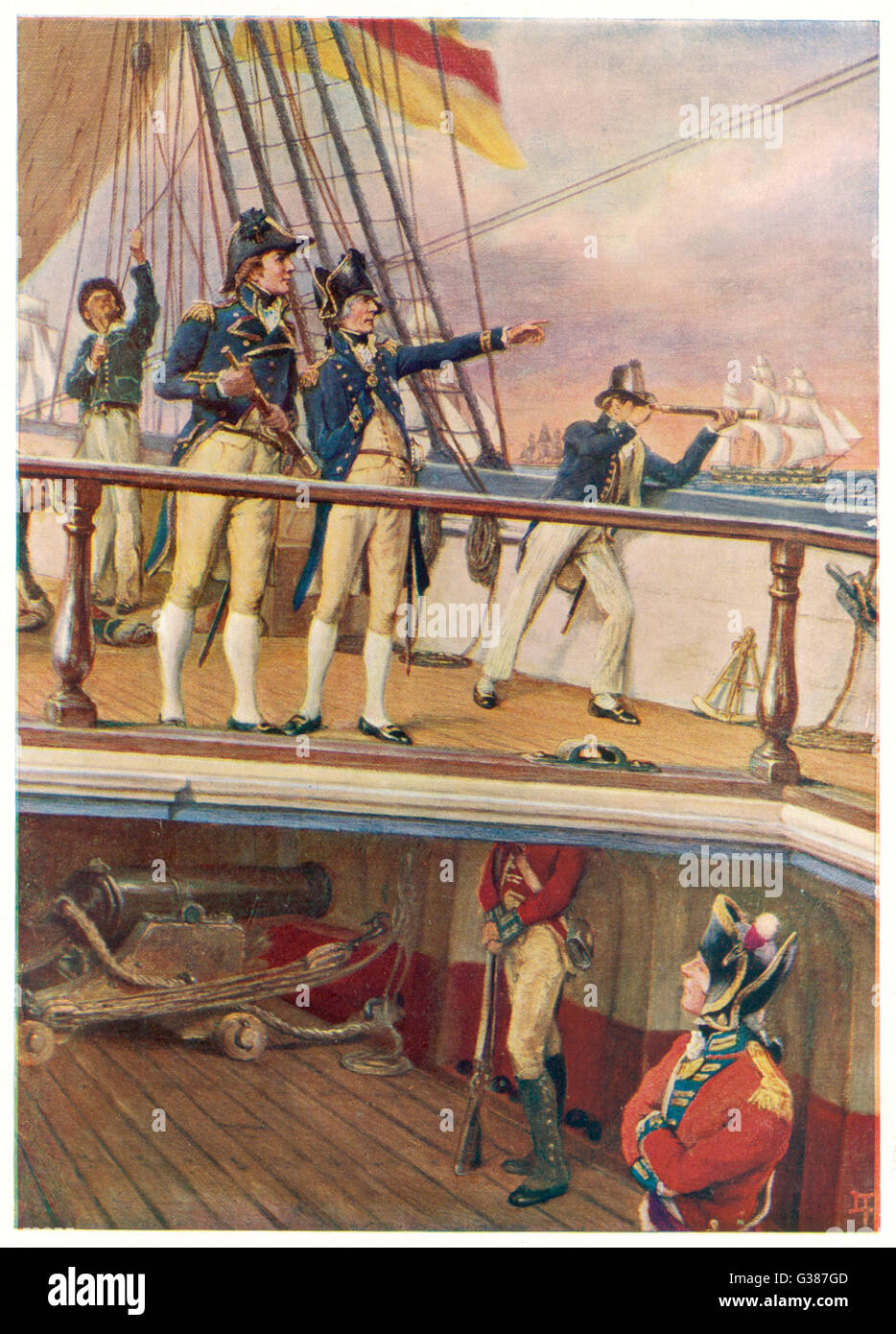 TRAFALGAR, NELSONS VERFOLGUNGSJAGD Stockfoto