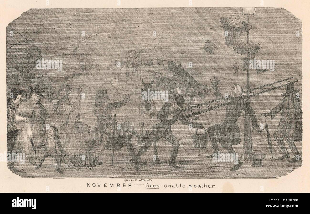 NOVEMBER NEBEL/KREUZSCHAFT Stockfoto