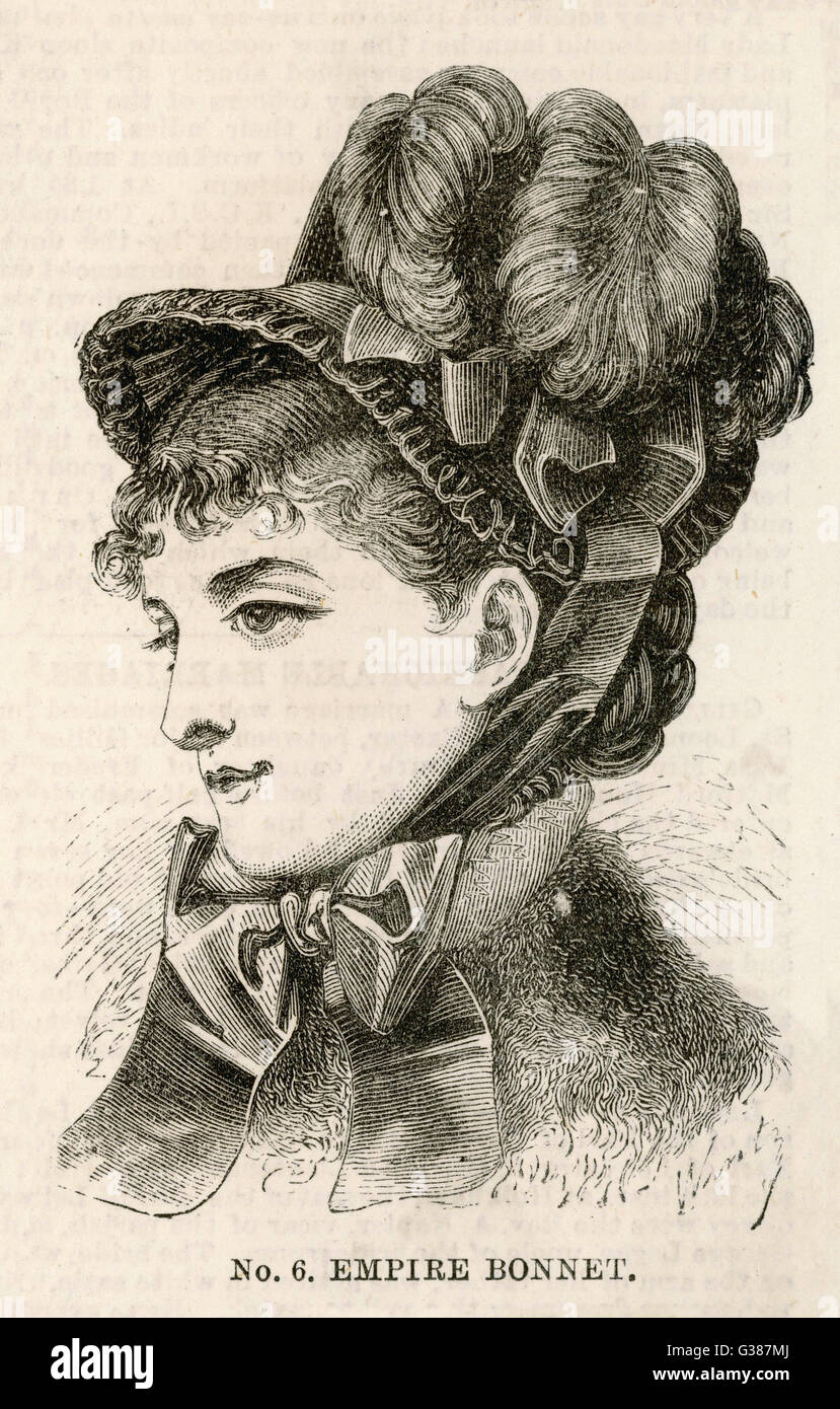 Empire Bonnet - 1879 Stockfoto