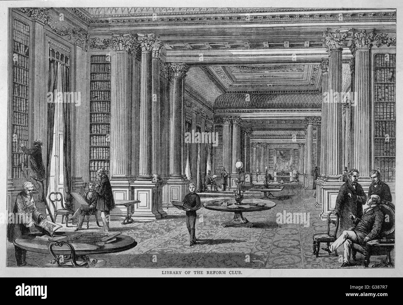 Die Bibliothek des Reform Club Datum: um 1870 Stockfoto
