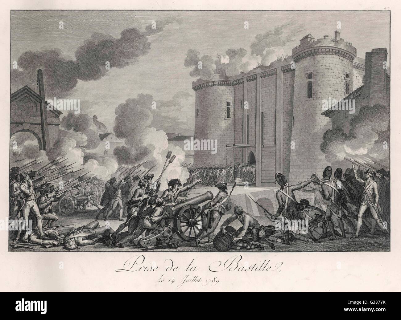 PRISE DE LA BASTILLE Paris Mob attackiert die Bastille Datum: 14. Juli 1789 Stockfoto