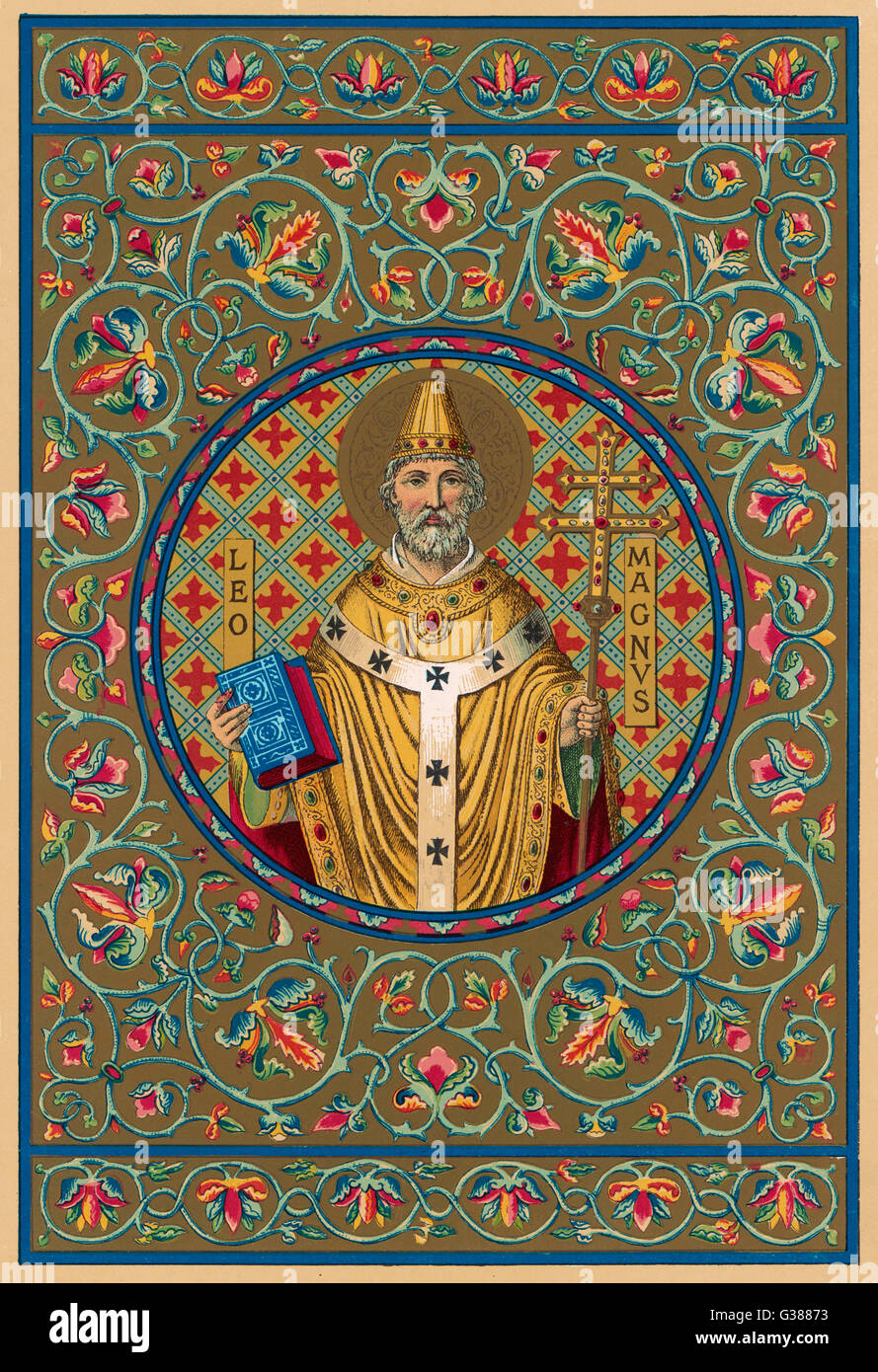 Papst LEO I "Der große" Papst und Heiliger Ketzer gegen, bedroht von Attila dem Hun: regierte 440-461 Stockfoto