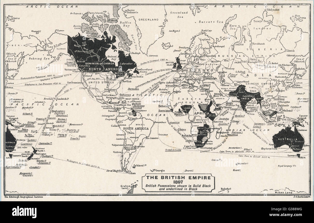 Weltkarte - 1897 Stockfoto