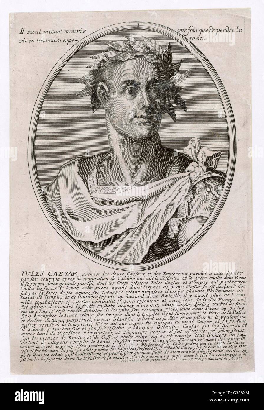 GAIUS JULIUS CAESAR römischen Kaiser Datum: 100-44 v. Chr. Stockfoto