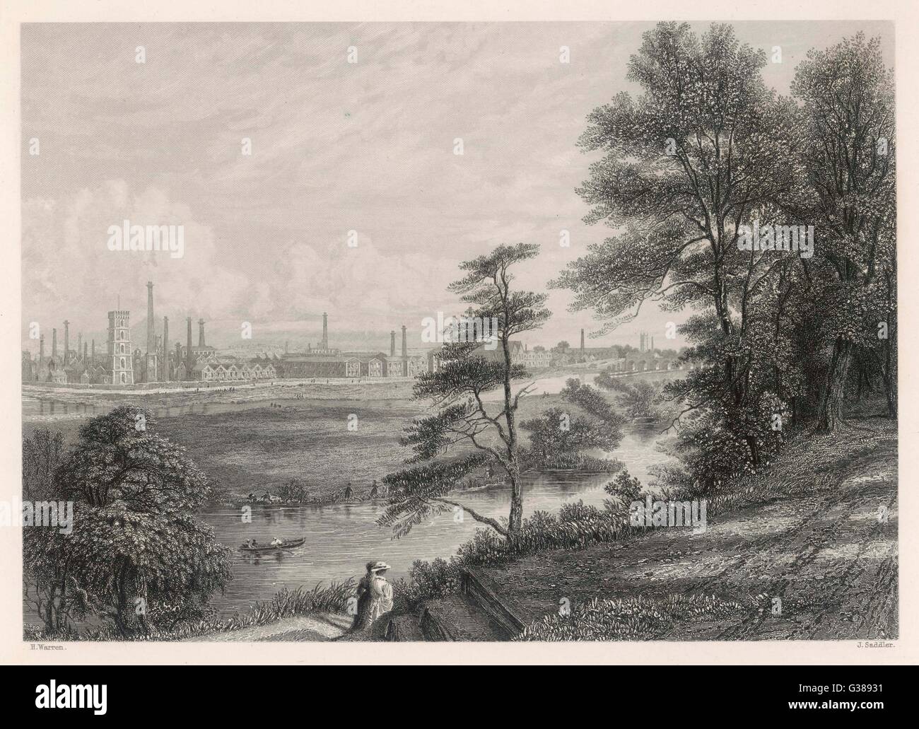 Die Industrielandschaft in Burton-On-Trent. Datum: ca. 1840 Stockfoto