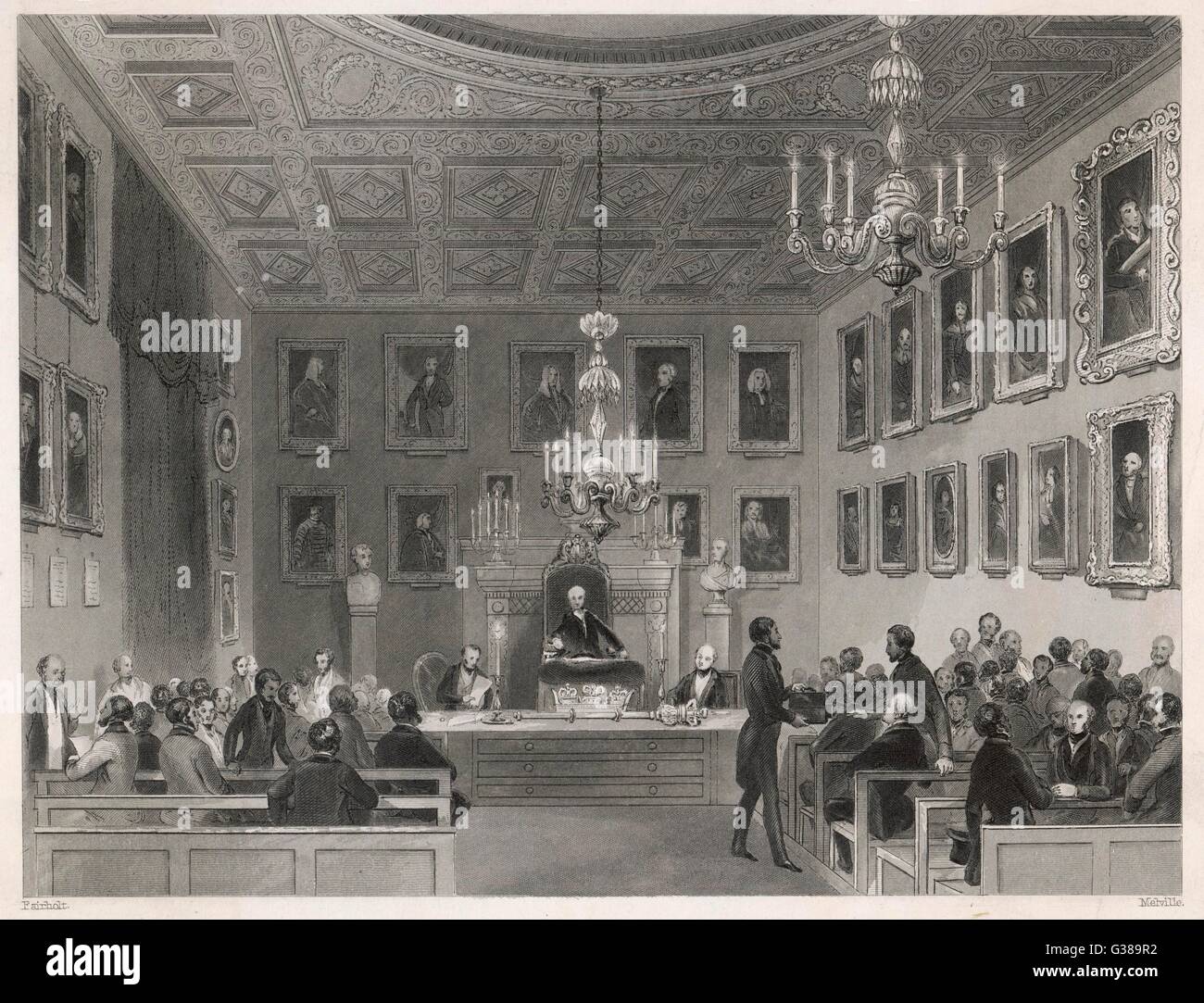 Ein Treffen im Somerset House, London.        Datum: 1840 Stockfoto