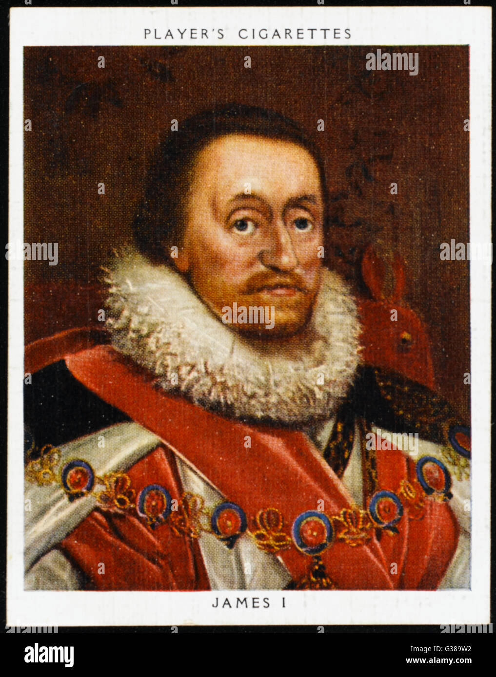 King James I - Zigarettenkarte für Spieler Stockfoto