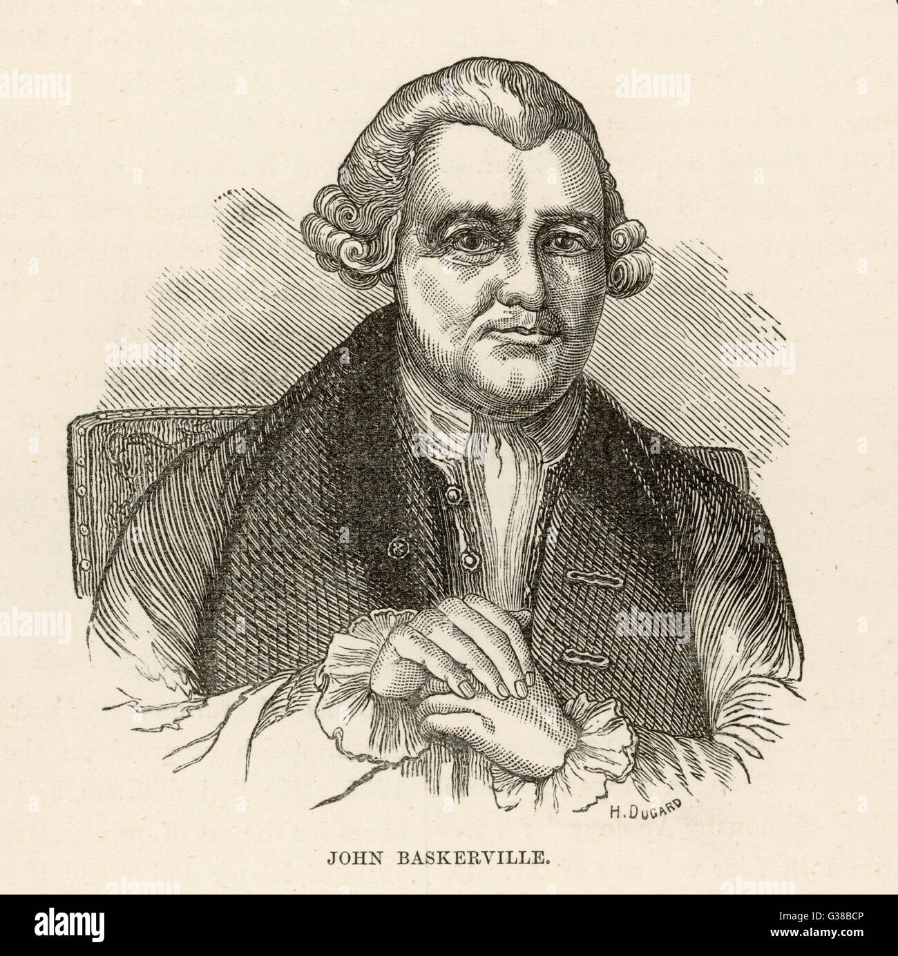 JOHN BASKERVILLE Drucker, Birmingham Datum: 1706-1775 Stockfoto