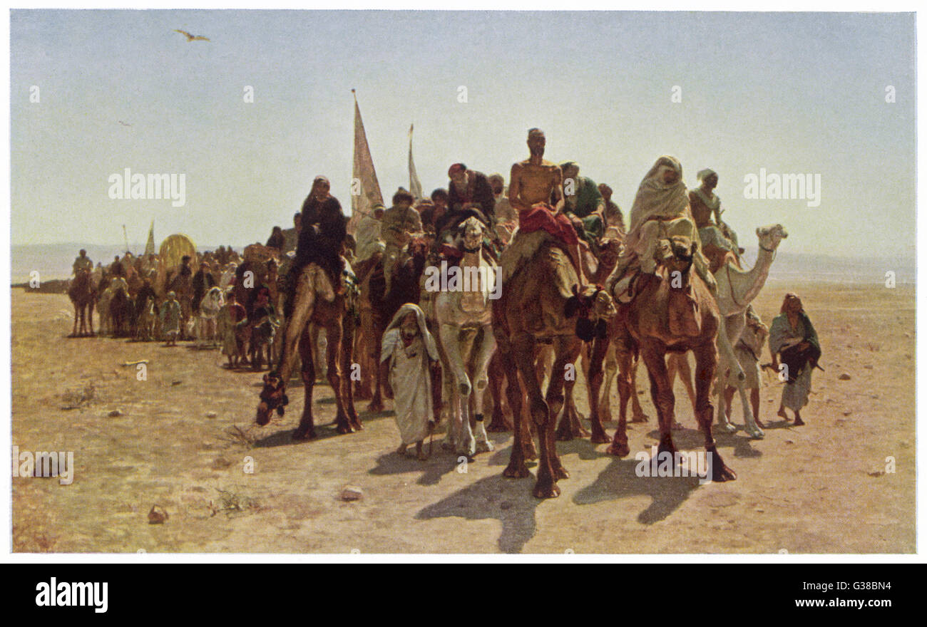 Pilger durchqueren die Wüste Stockfoto