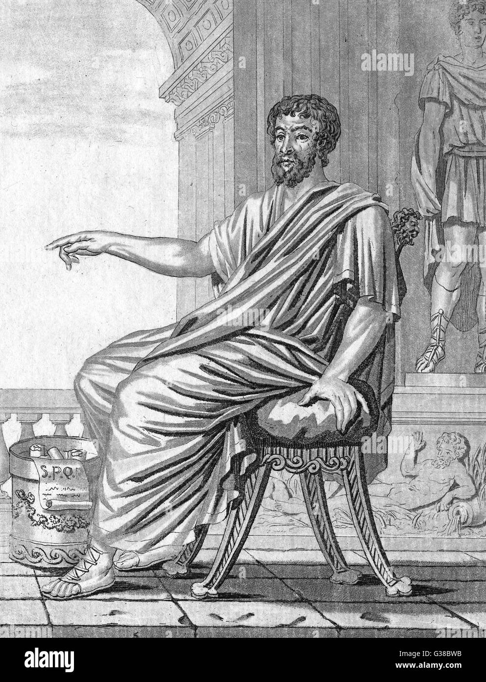 Eine römische SENATOR in seinem senatorial Sitz Datum: ca. 200 v. Chr. Stockfoto