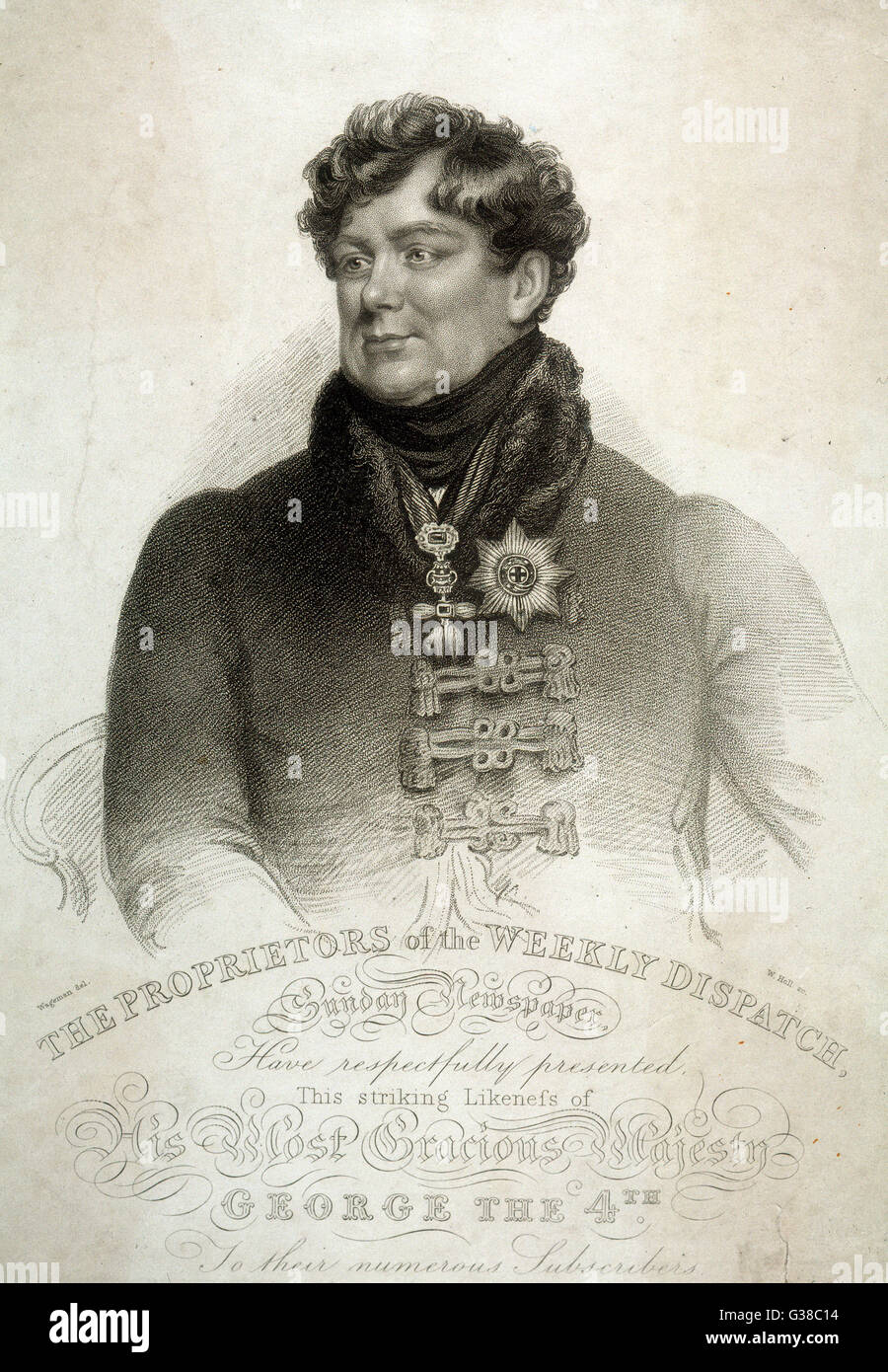 Porträt von König GEORGE IV von ENGLAND halber Länge Datum: 1762-1830 Stockfoto