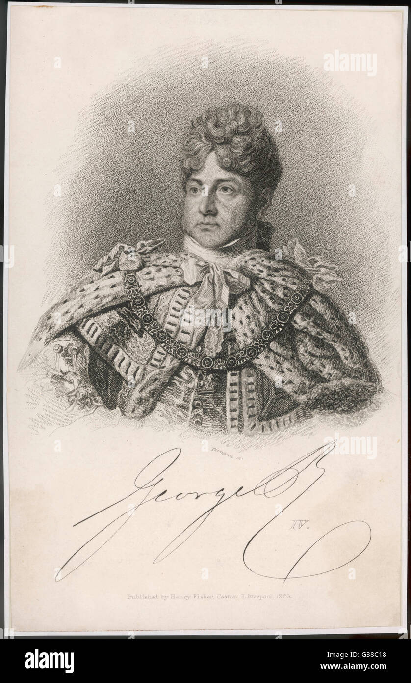 König GEORGE IV von ENGLAND Head &amp; Shoulders vignette Porträt zeremonielle Roben Datum tragen: 1762-1830 Stockfoto