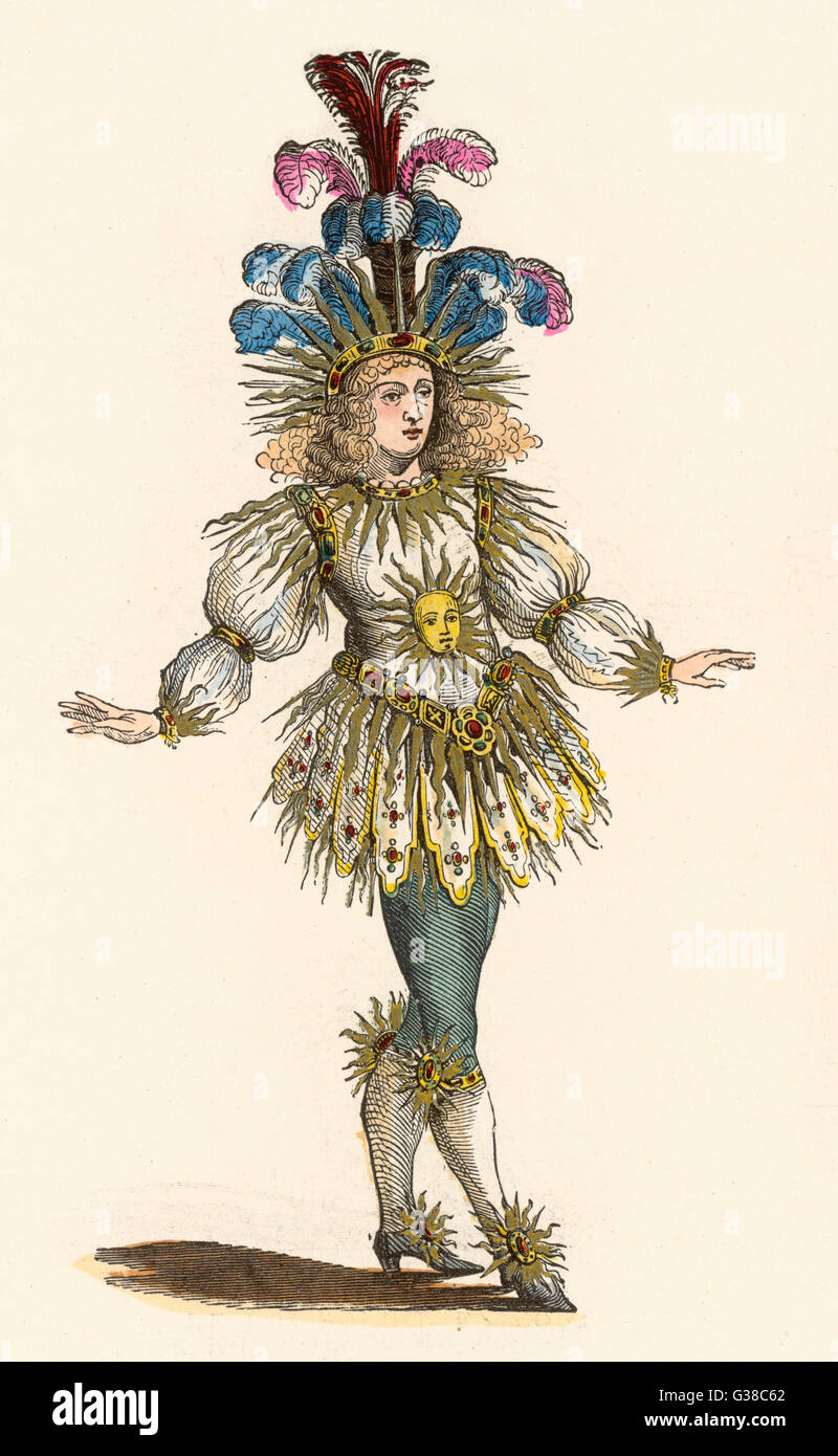 Ludwig XIV., König von Frankreich im Theater Kostüm als "Le Roi Soleil"  (der Sonnenkönig) Datum: 1638-1715 Stockfotografie - Alamy