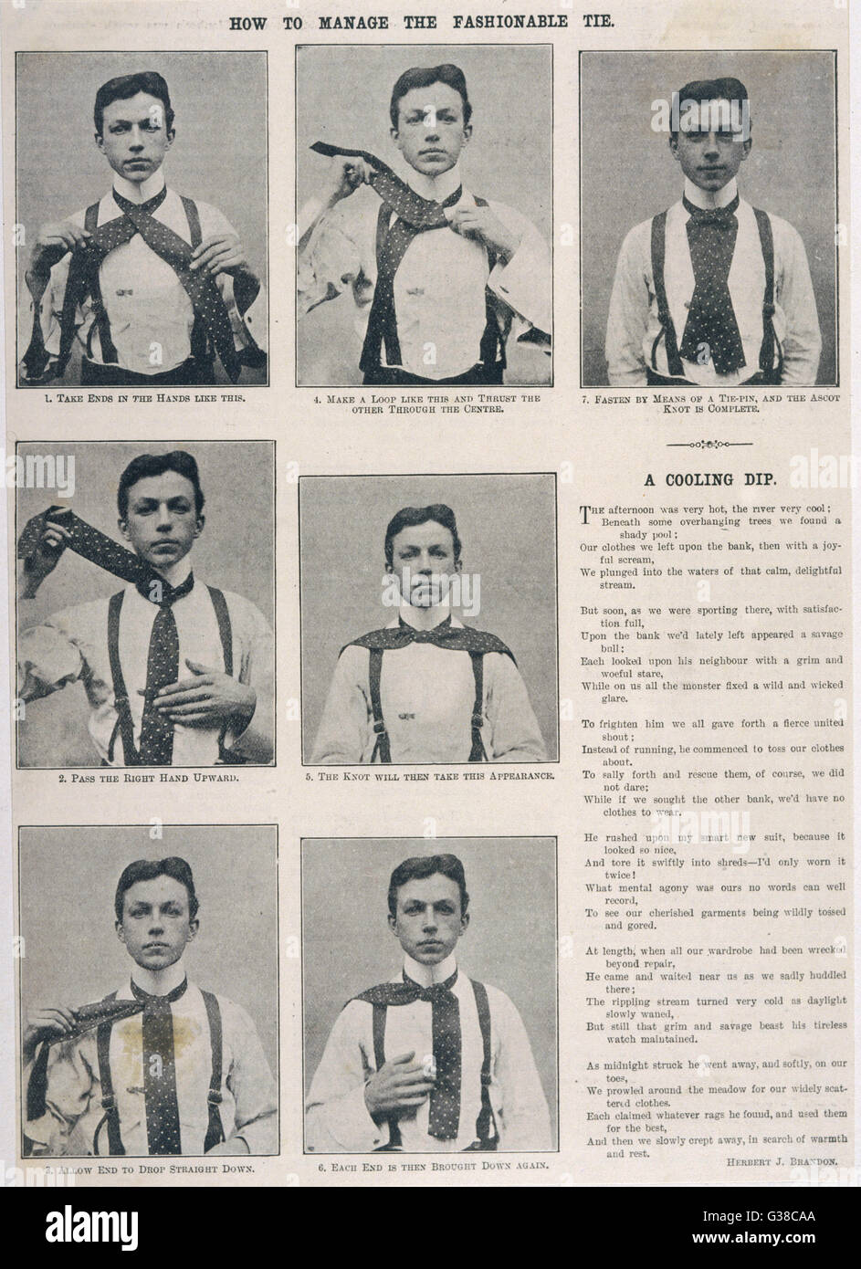 Eine Ascot-Krawatte binden 1906 Stockfotografie - Alamy