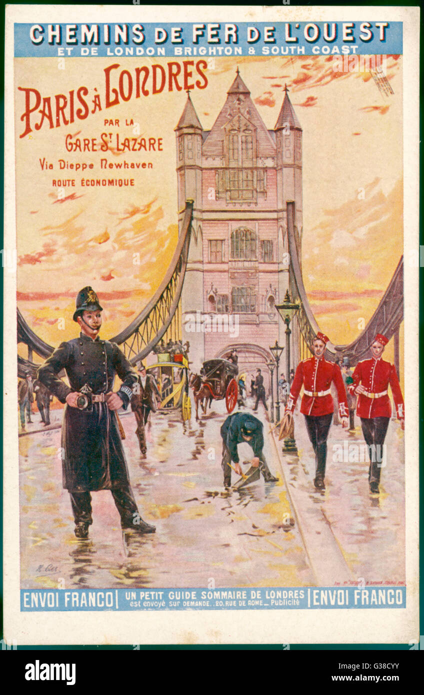 Poster 1899: Reisen von Paris nach London Stockfoto