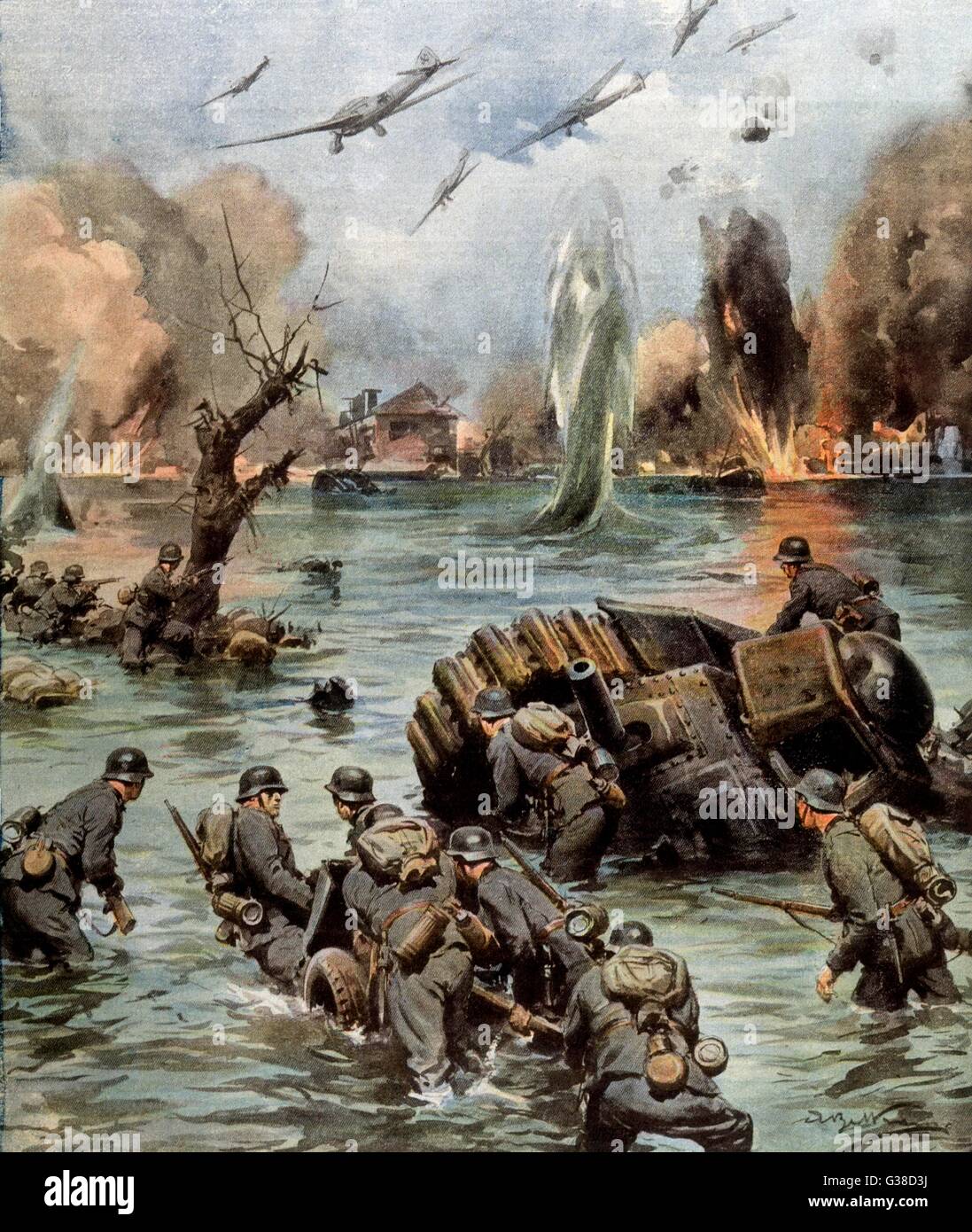 Frankreich: Geschlagen zurück durch den deutschen Vormarsch, evakuieren die britischen Festland über die Strände von Dünkirchen, unter schwere Angriffe des Feindes Datum: 26. Mai 1940 Stockfoto