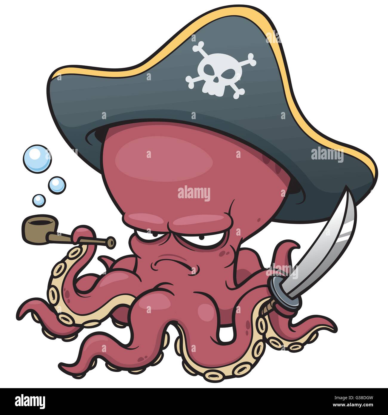 Vektor-Illustration von Cartoon Pirat Octopus Stock Vektor