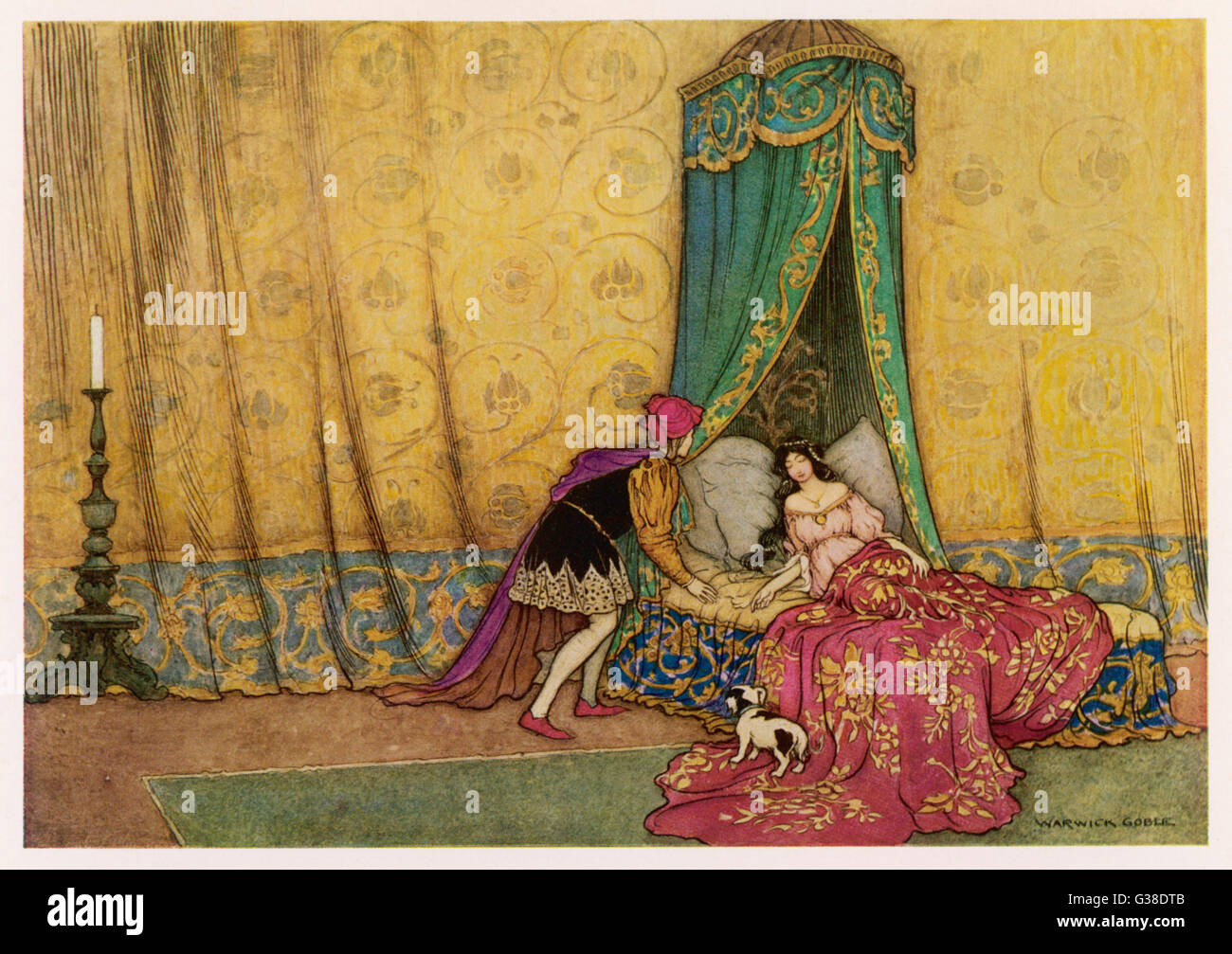 Die Prinzessin wird von den Prinzen küssen in Dornröschen geweckt. Stockfoto