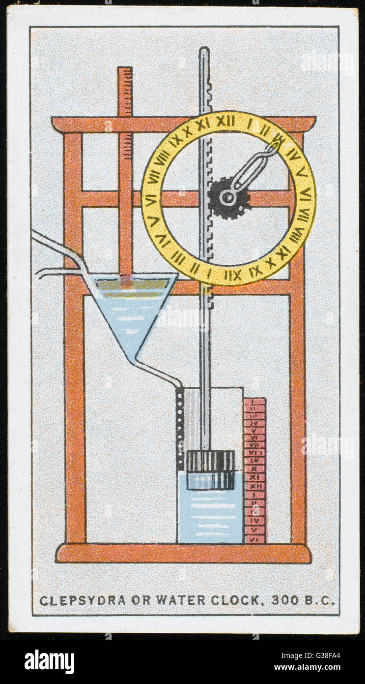 Die ägyptischen CLEPSYDRA oder Wasseruhr, misst die Zeit durch wie lange es dauert, eine Vase mit Wasser füllen, wie das Wasser steigt in ein Zifferblatt handelt Datum: ca. 300 v. Chr. Stockfoto