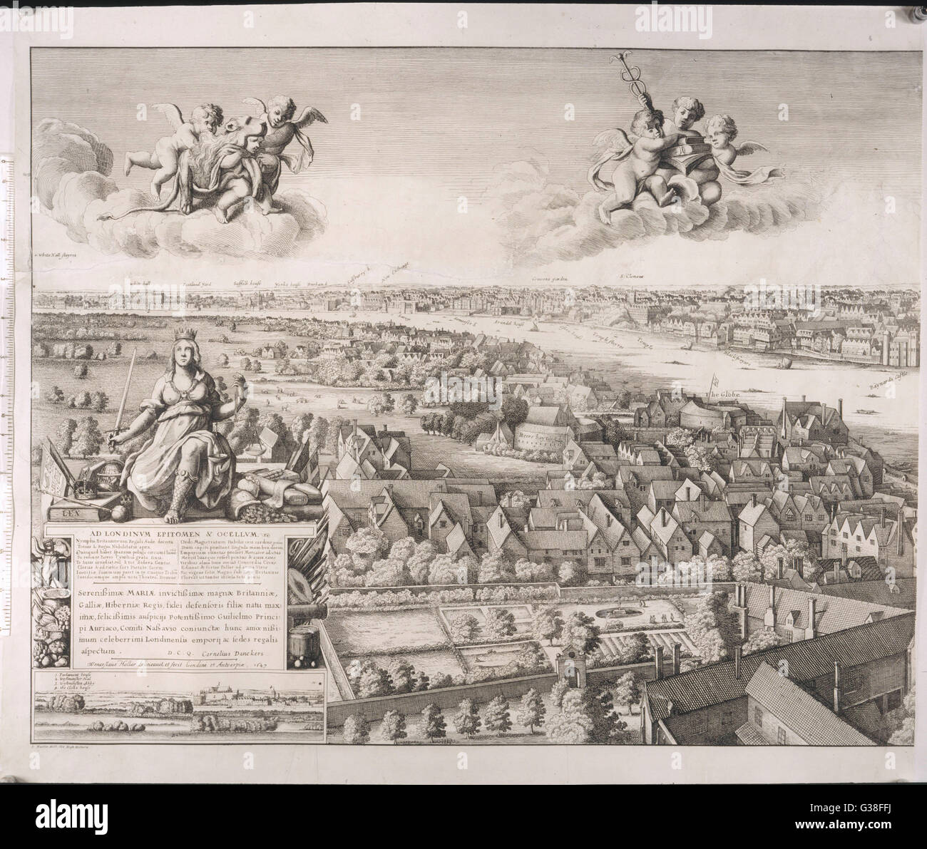 Abschnitt 1 von 4 Blick stromaufwärts, einschließlich der ganzen Welt und anderen Theatern Datum: 1647 Stockfoto