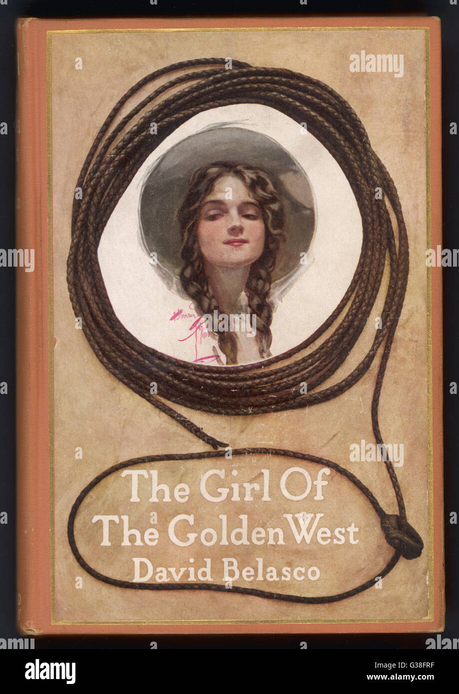 Minnie, die Heldin, umrahmt von einem Lasso - Puccini basiert seine Oper auf Belasco Play Datum: 1911 Stockfoto