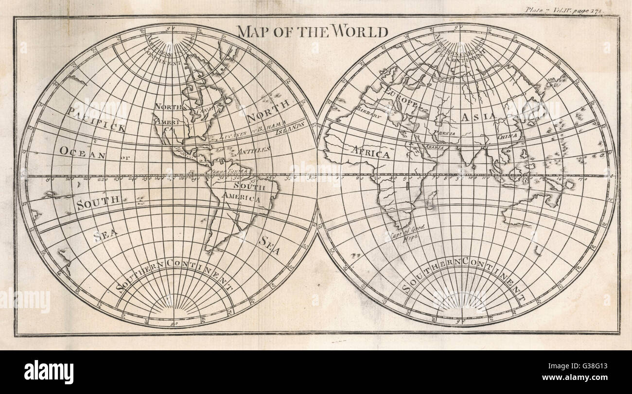 Karten - Welt, Ende des 18.. Jahrhunderts Stockfoto
