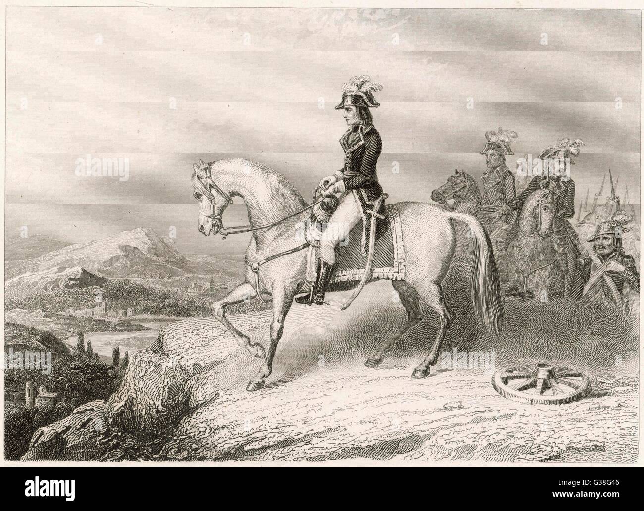 NAPOLEON ich auf seinem Pferd, während der Überfahrt von St. Bernard pass aus Frankreich nach Italien, im Jahre 1796 Datum: 1769-1821 Stockfoto