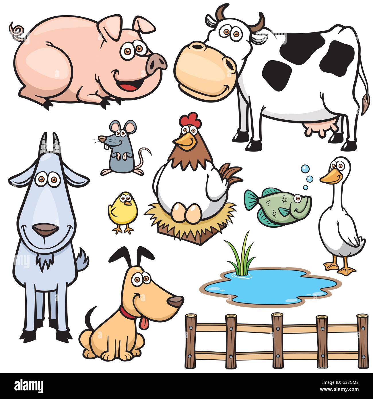 Vektor-Illustration von Nutztieren-cartoon Stock Vektor