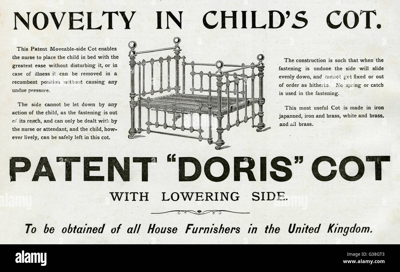 Werbung für Doris, Kinderbetten 1894 Stockfoto