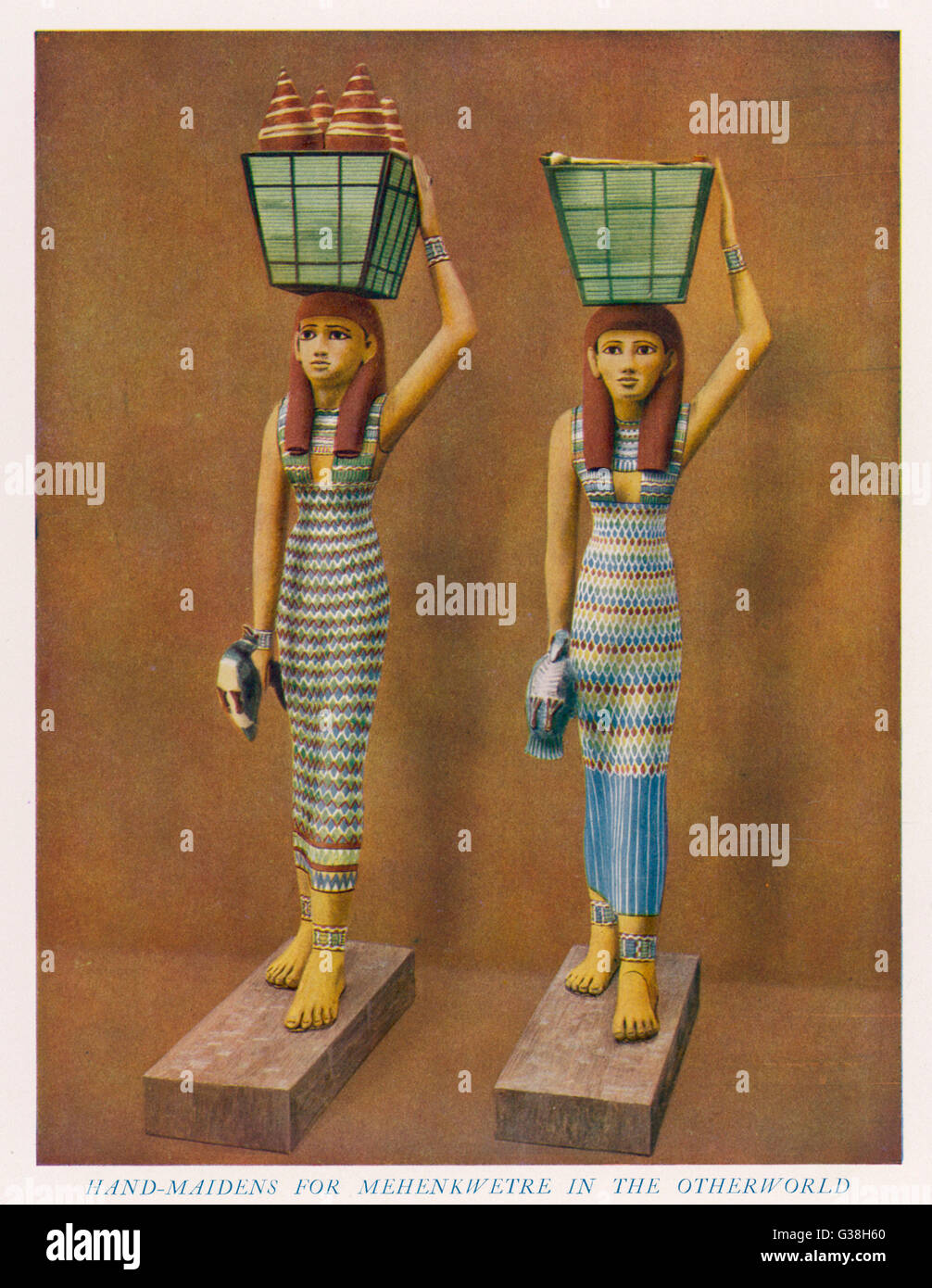 Zwei USCHEBTIS - halber Größe Figuren des Pharaos Grab gelegt; Diese beiden Stellen weibliche Teilnehmer mit Speisen und Getränken für ihre Toten Meister Datum: ca. 1500 v. Chr. Stockfoto