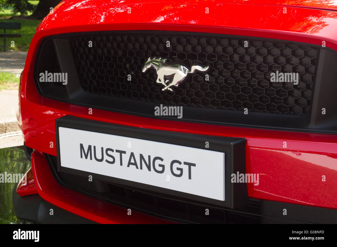 Turin, Italien, 8. Juni 2016. Detail und einen Ford Mustang-logo Stockfoto
