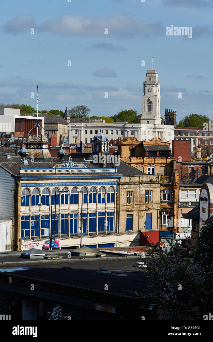 Barnsley Stadtzentrum Barnsley Rathaus trägt Metropolitan Borough of Barnsley auf die Skyline von oben nach unten es m Stockfoto